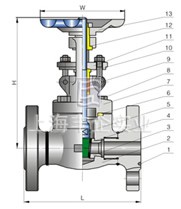 法兰螺栓阀盖锻钢闸阀 结构图