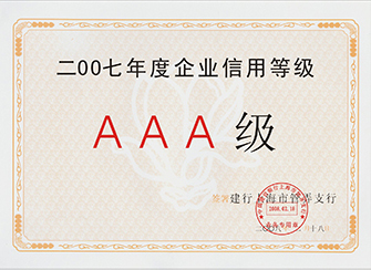 建设银行 2007年度企业信用等级：AAA