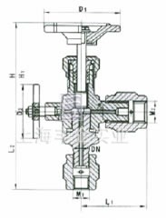 J29H-1.6/32P型角式压力表针型阀 外形尺寸图