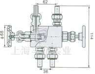 EN5-5 QF-05型仪表平衡阀 外形尺寸图