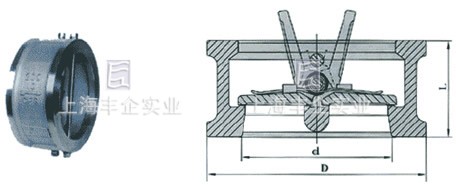 ENH76 系列对夹双瓣蝶形止回阀外形尺寸图