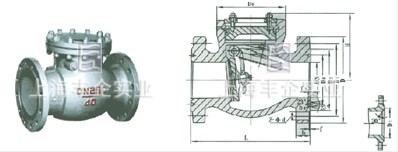 H44H/Y/W-160～250型旋启式法兰止回阀外形尺寸图